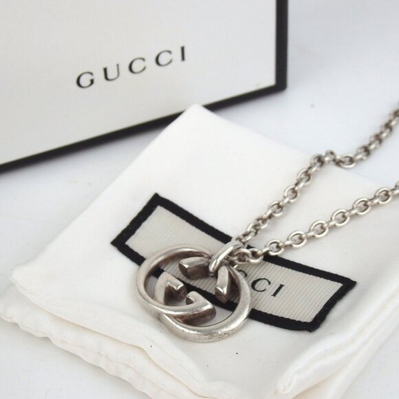 Authentic GUCCI Interlocking G Necklace Ag925 [Used] - Picture 1 of 6